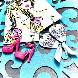 NWT Barbie Shoe & Guitar Pick Earrings